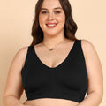 Intimist Bonded Breathable Cotton Plus-Size Padded Full-Coverage Bra (918-Black)