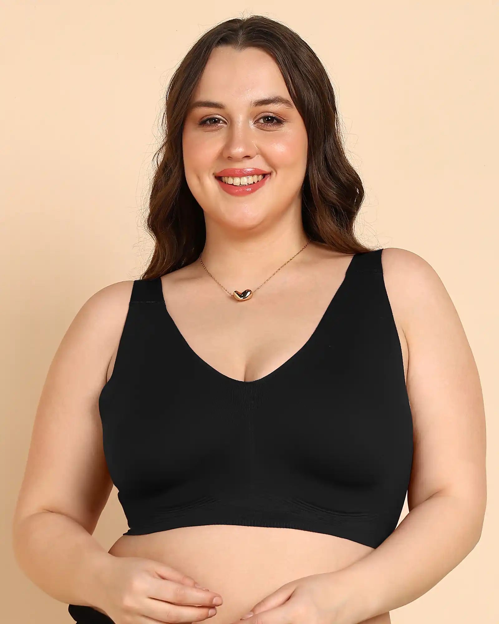 Intimist Bonded Breathable Cotton Plus-Size Padded Full-Coverage Bra (918-Black)