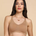 Intimist Bonded Breathable Cotton Non-Padded Full-Coverage Bra with Hidden Concealer (935-Fawn)