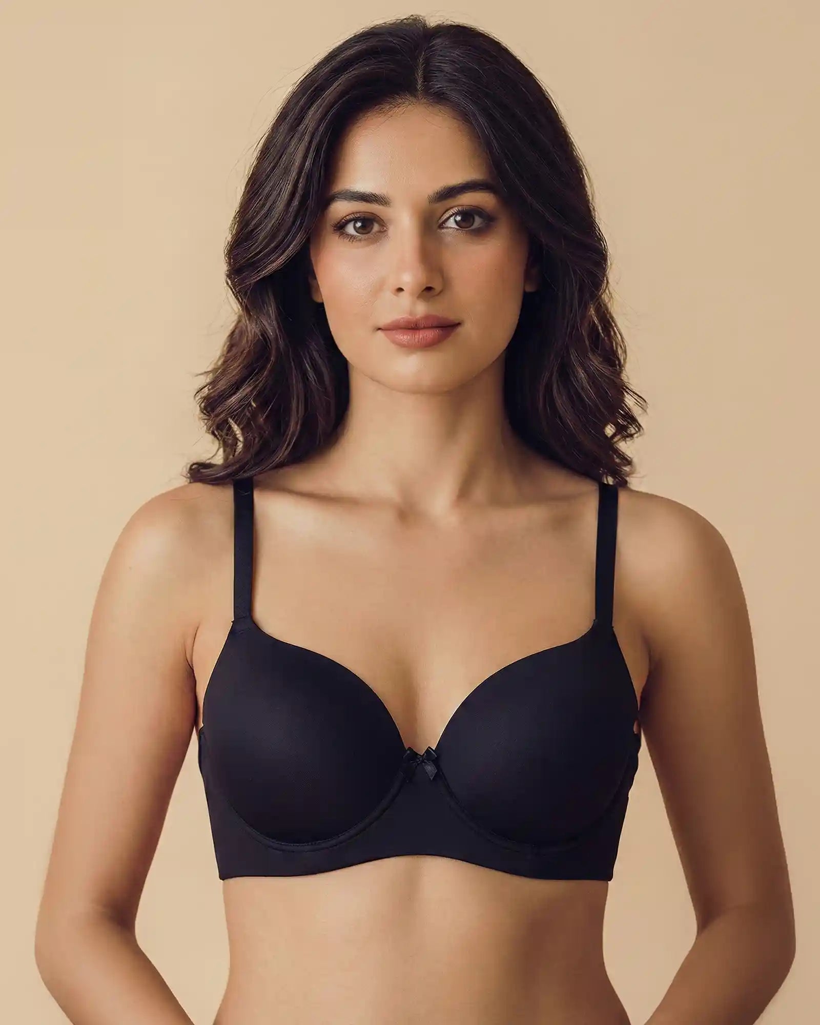 Intimist Everyday Lightly Padded Non-Wired Polyamide Bonded Bra (95991 Black)