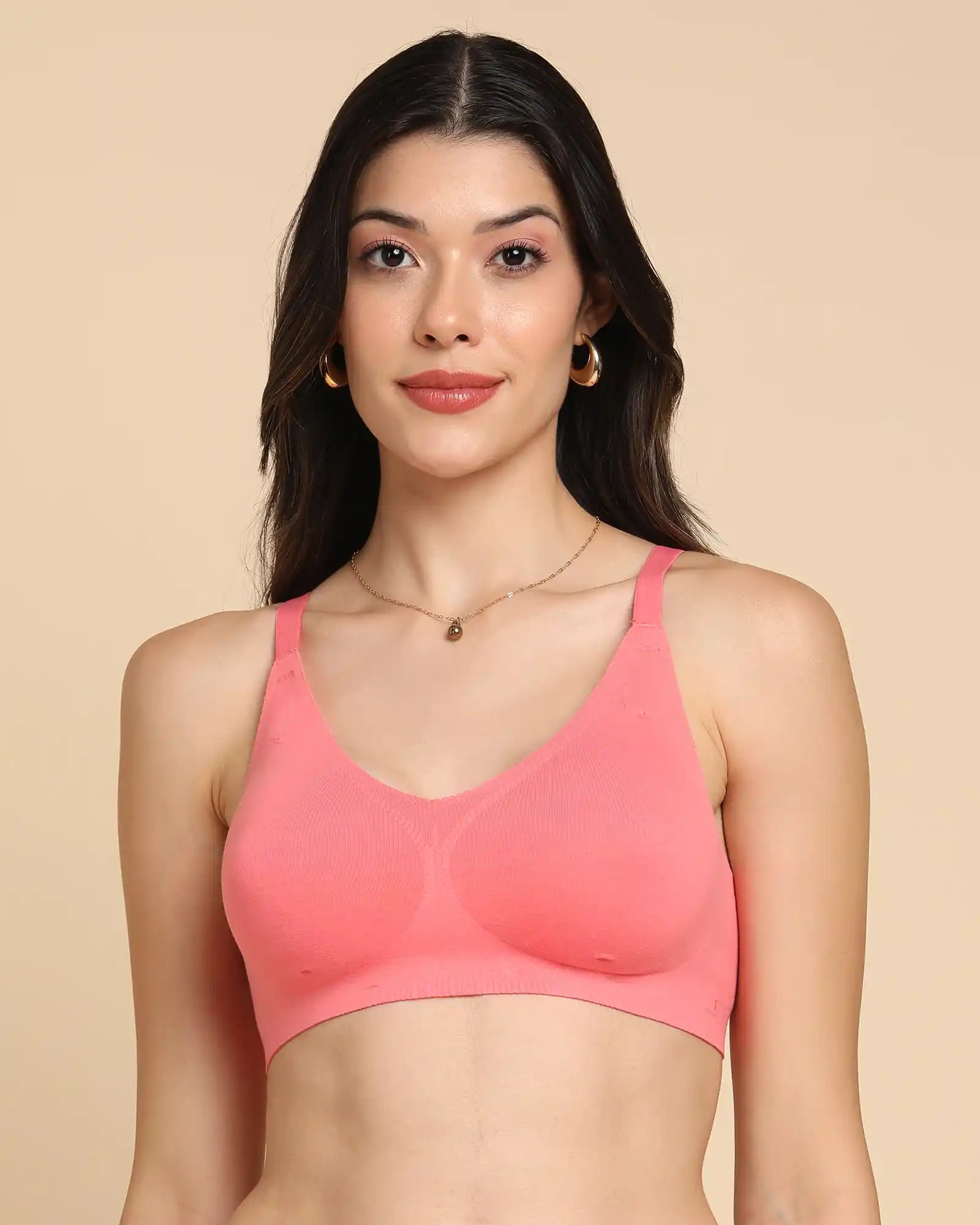 Intimist Bonded Breathable Cotton Padded Full-Coverage Bra (938-Coral)