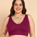 Intimist Bonded Breathable Cotton Plus-Size Full-Coverage Bra with Hidden Concealer (915-Wine)