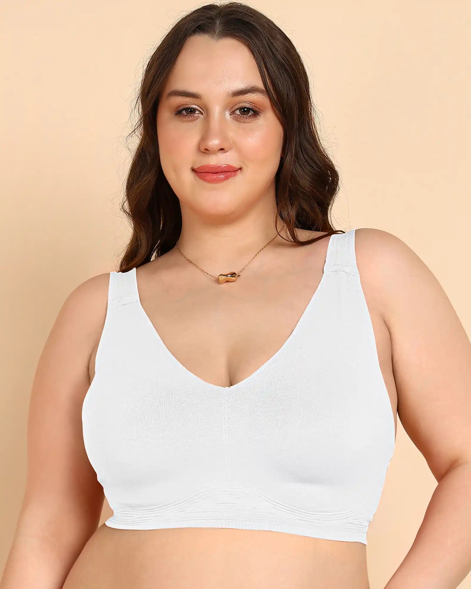 Intimist Bonded Breathable Cotton Plus-Size Padded Full-Coverage Bra (918-White)