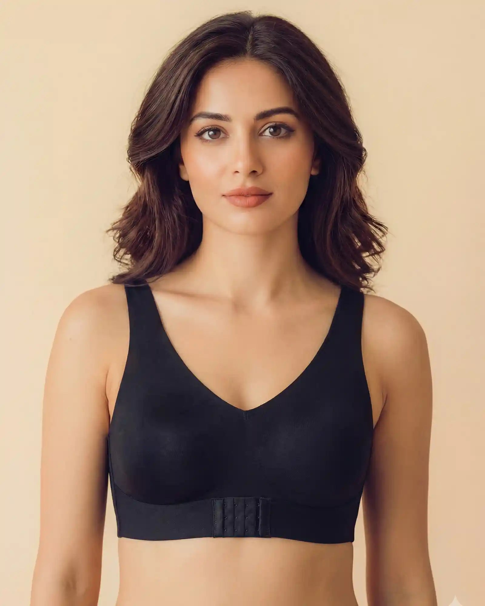 Intimist Bonded Gym Bra with Crisscross Back | Non-Padded | Breathable Cotton (995)(Black)