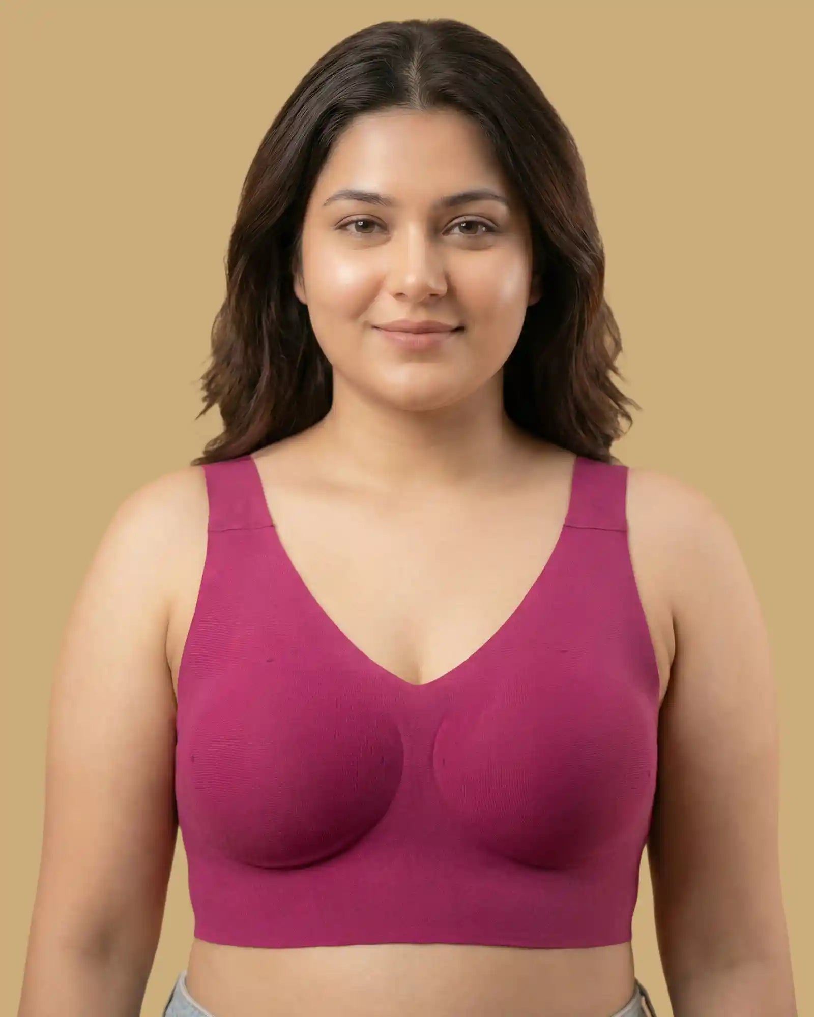 Intimist Cotton Padded Full Coverage Plus-Size Bonded Bra (918-Wine)