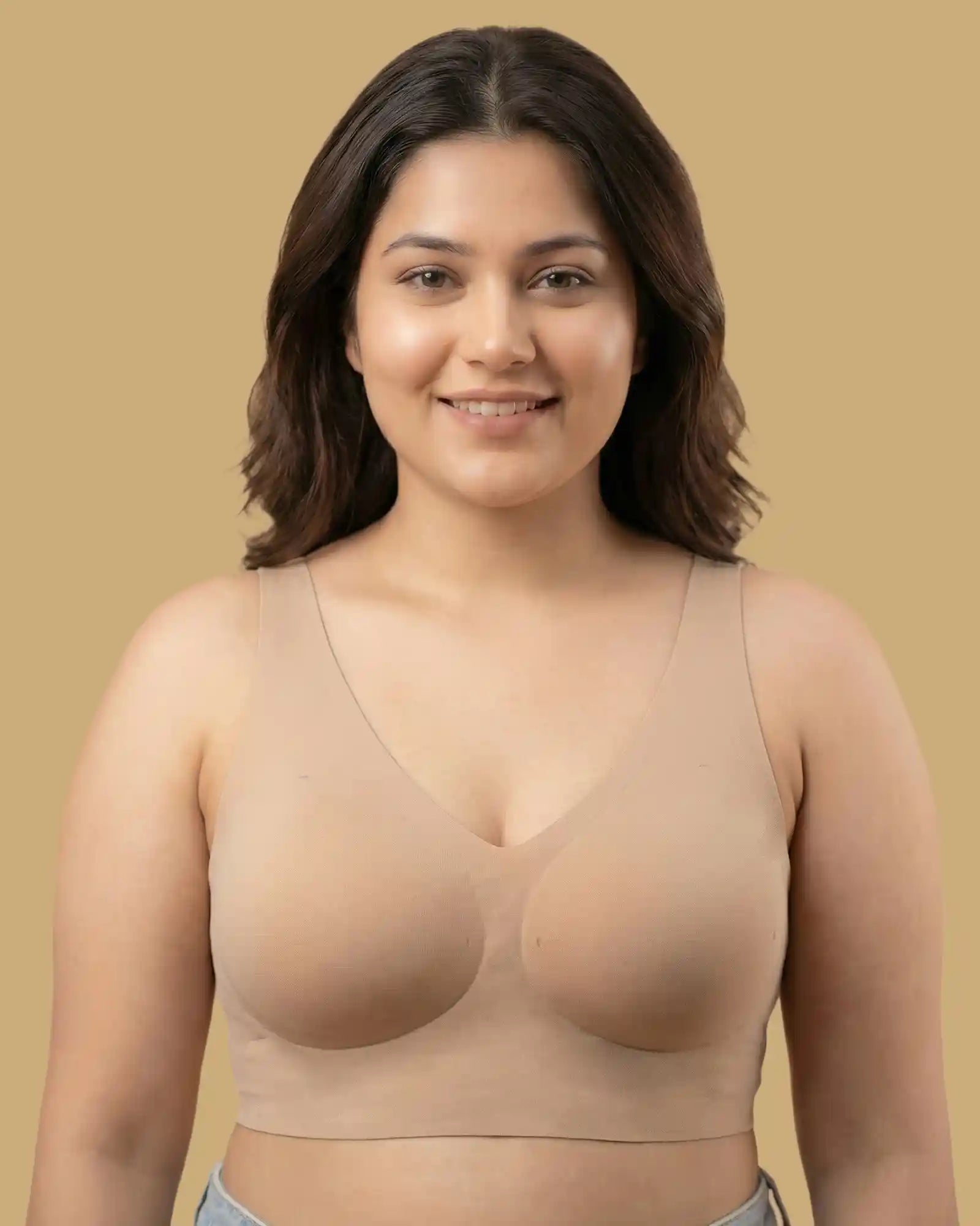 Intimist Cotton Padded Full Coverage Plus-Size Bonded Bra  (918) (Fawn)