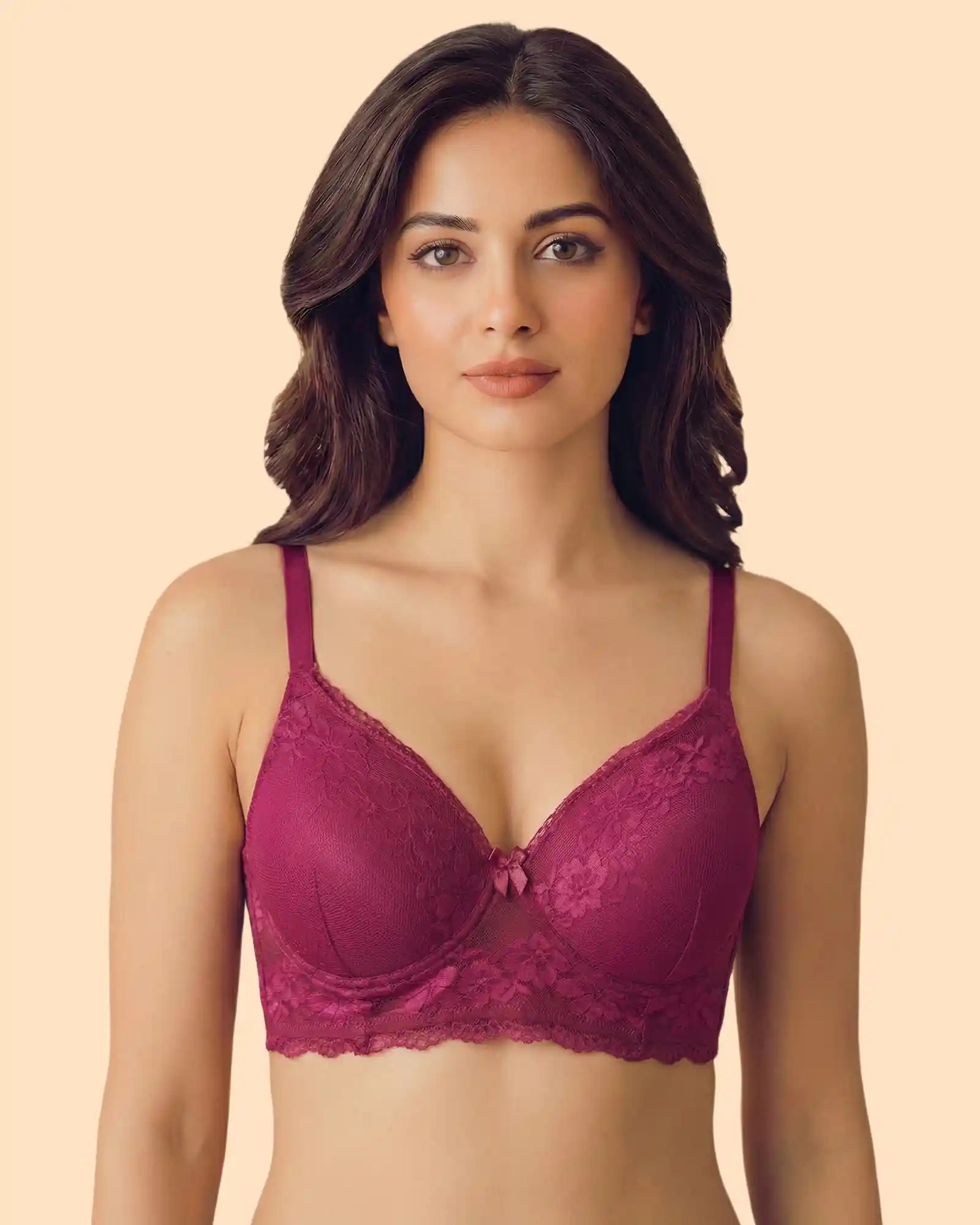 Intimist Cotton Padded Bonded Lace Bra (5802)