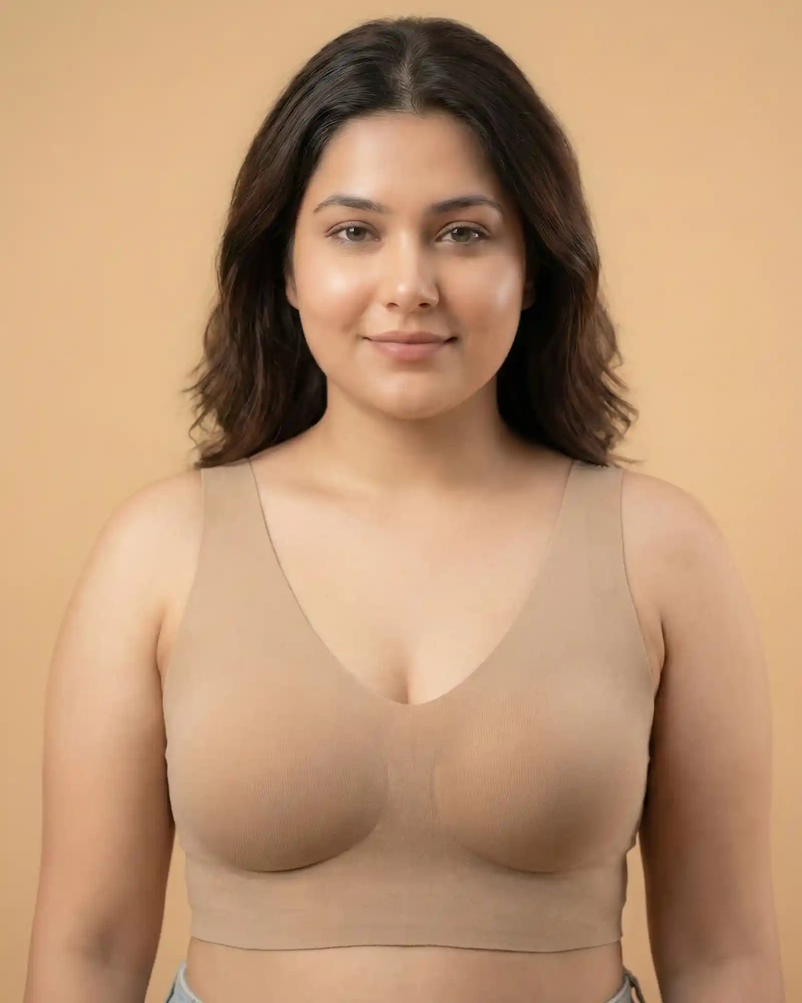 Intimist Cotton Non-Padded Plus-Size Bonded Bra with Hidden Concealer (915-Fawn)