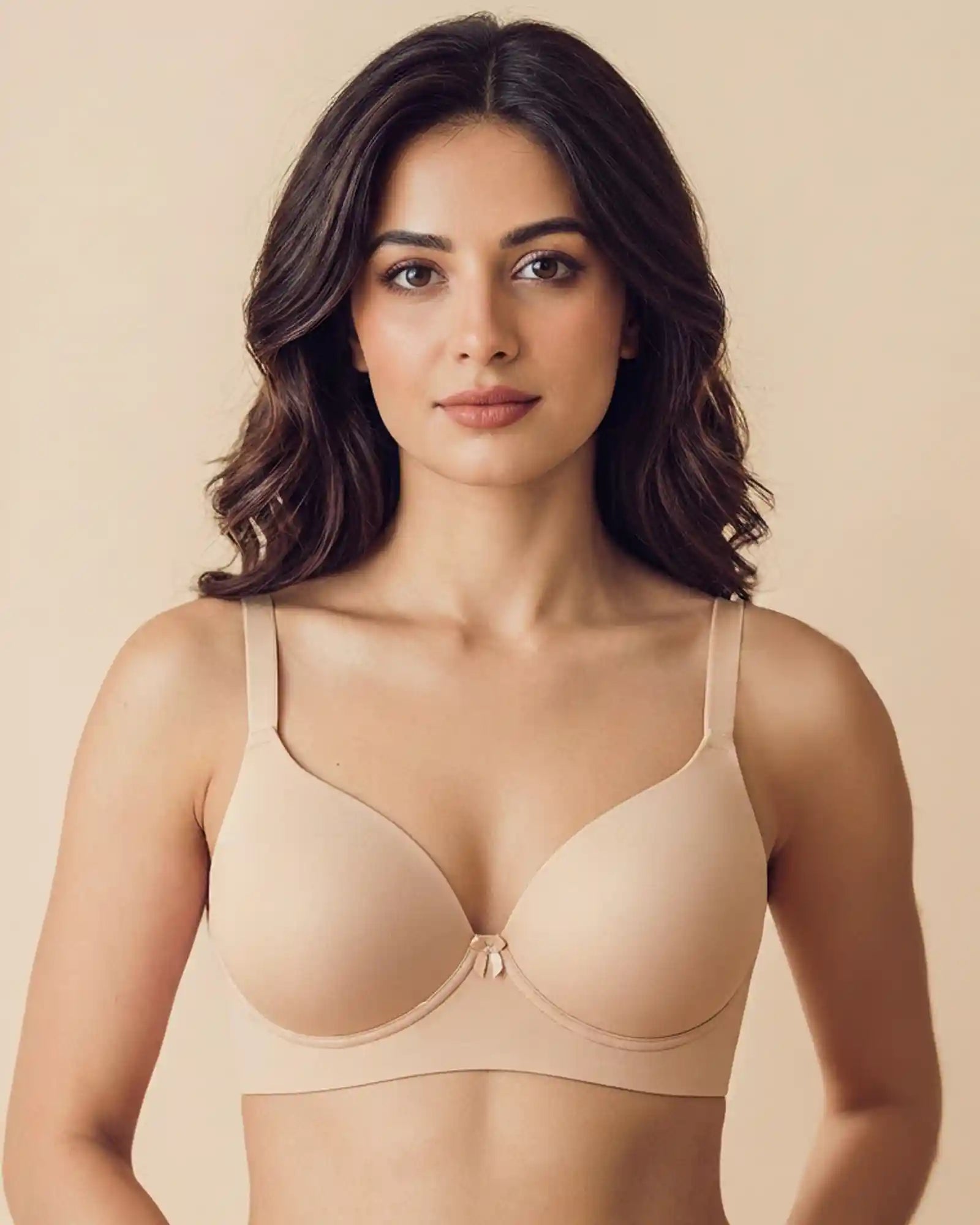 Intimist Cotton Non-wired Maximiser Push-Up Bonded Bra (Level-2 Padding) with 3/4th Coverage (97015) (Skin))