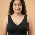 Intimist Cotton Non-Padded Plus-Size Bonded Bra with Hidden Concealer (915-Black)