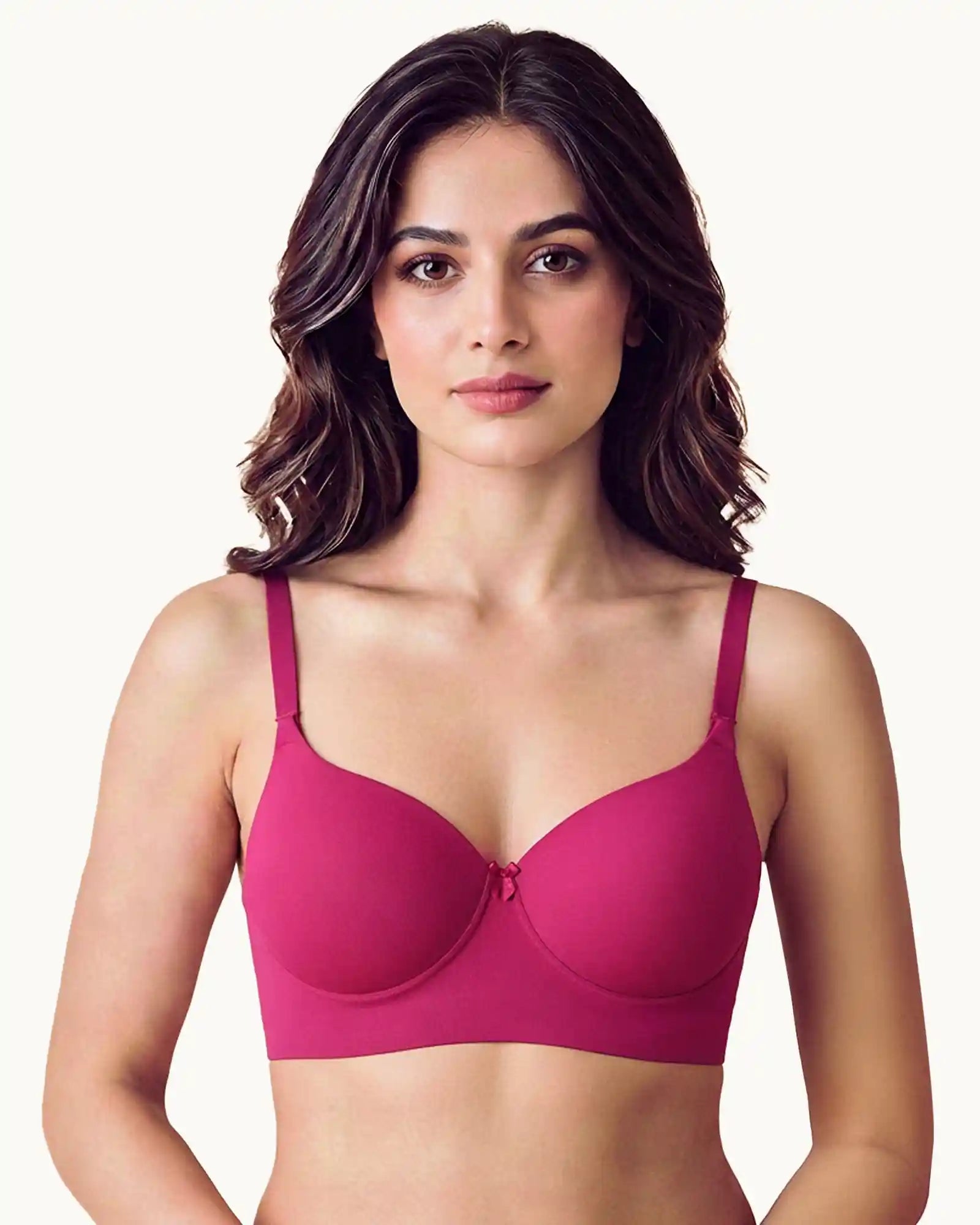Intimist Cotton Non-wired Push-Up Bonded Bra (Level-3 Padding) with 3/4th Coverage (93510)(Wine)