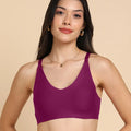 Intimist Bonded Breathable Cotton Non-Padded Full-Coverage Bra with Hidden Concealer (935-Wine)