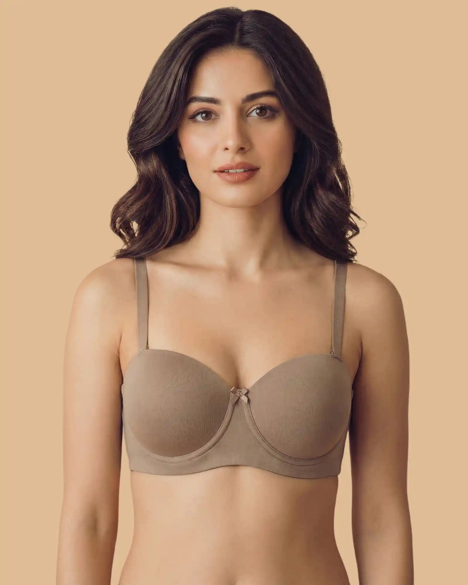 Intimist Bonded Demi-Cup Padded Cotton Spandex Bra (91012)(Fawn)