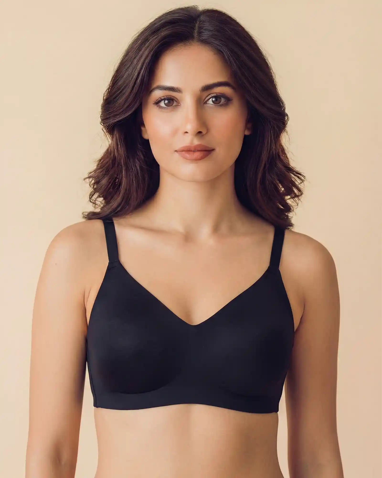 Intimist Cotton Non-Padded Full Coverage Bonded Bra (935-Black)