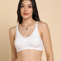 Intimist Bonded Breathable Cotton Non-Padded Full-Coverage Bra with Hidden Concealer (935-White)