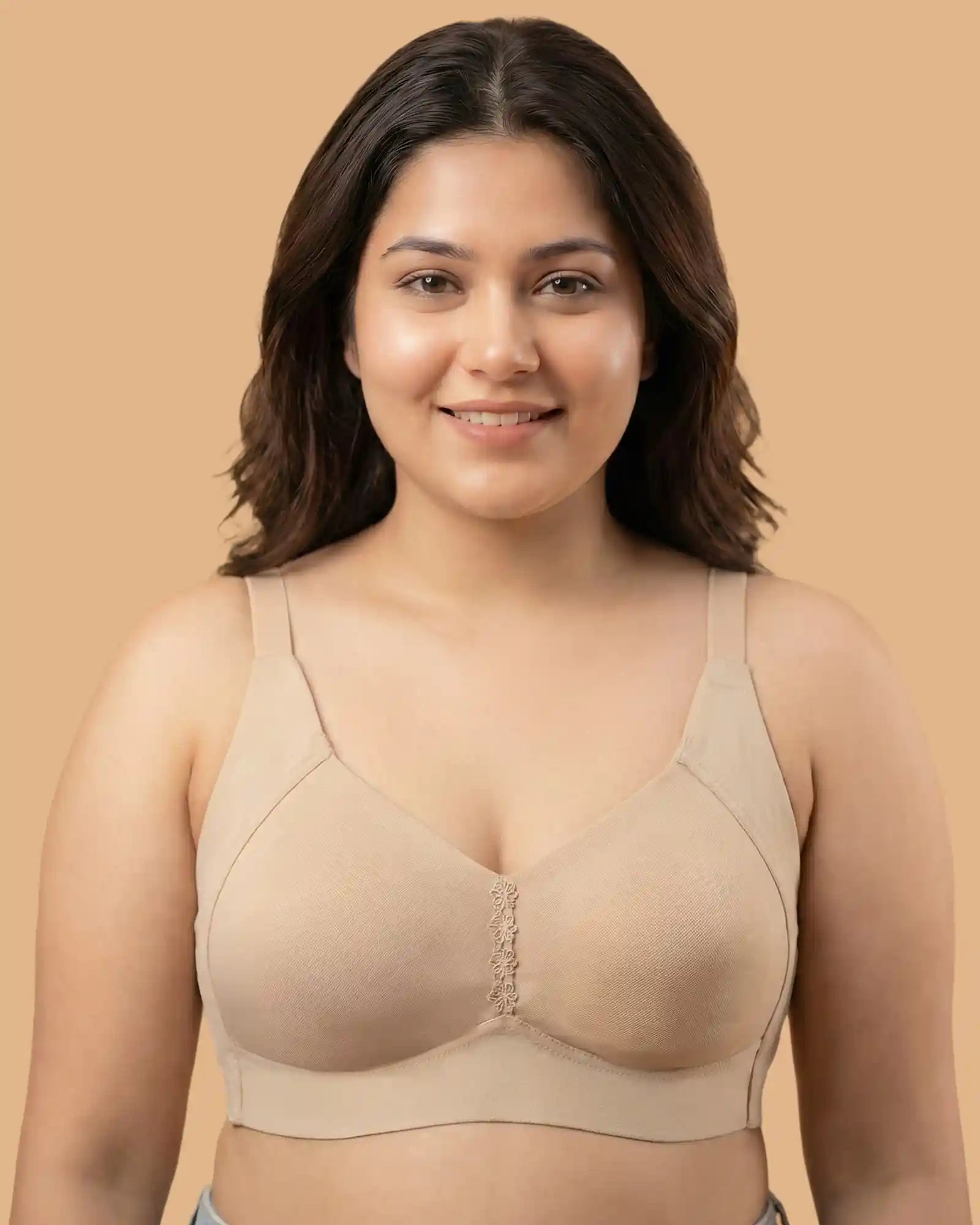 Intimist Cotton Non-Padded Plus-Size Minimiser M-Frame Bonded Bra (9303)(Skin)