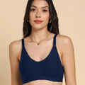 Intimist Bonded Breathable Cotton Padded Full-Coverage Bra (938-Navy)