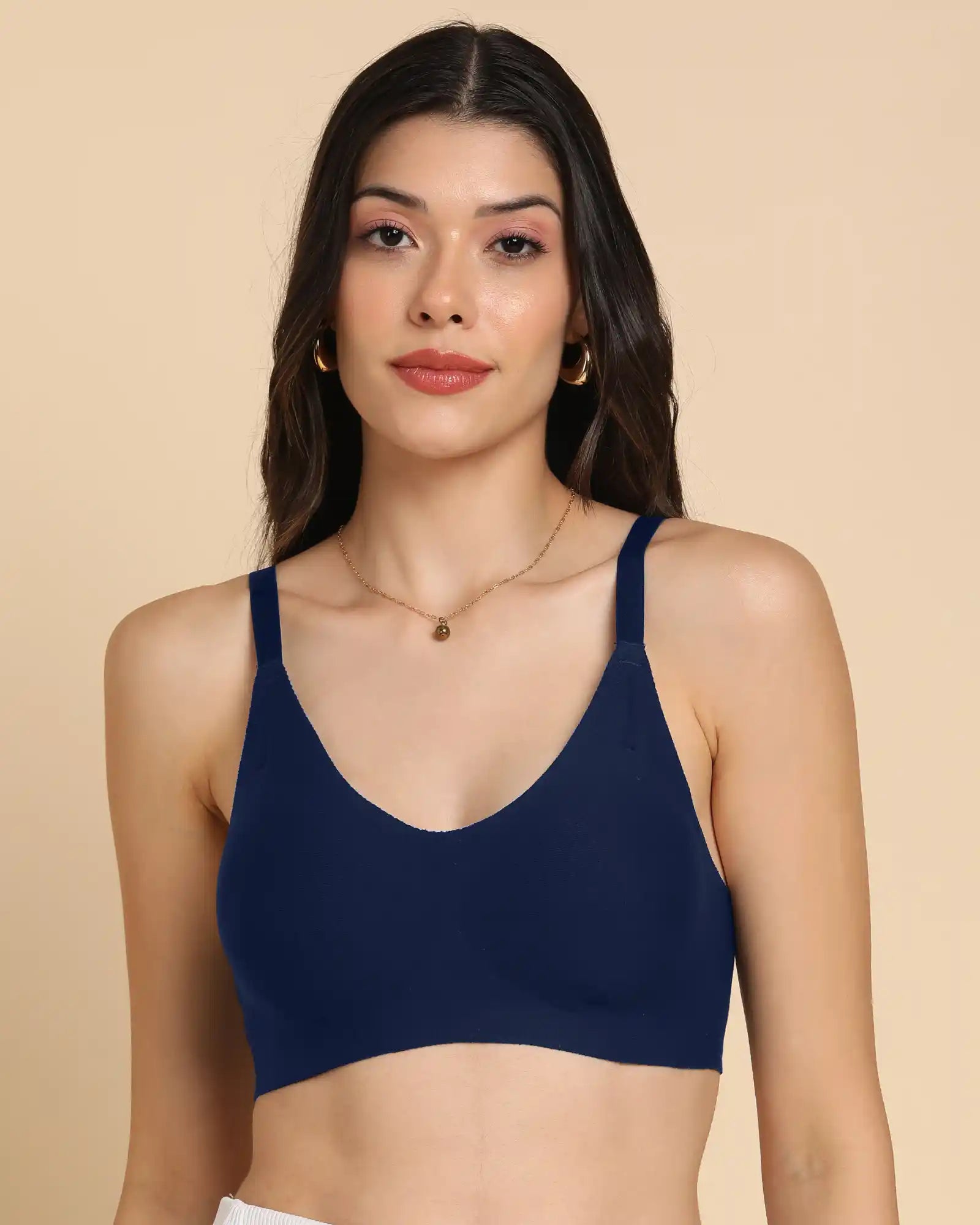 Intimist Bonded Breathable Cotton Padded Full-Coverage Bra (938-Navy)