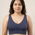 Intimist Cotton Non-Padded Plus-Size Bonded Bra with Hidden Concealer (915-Navy)