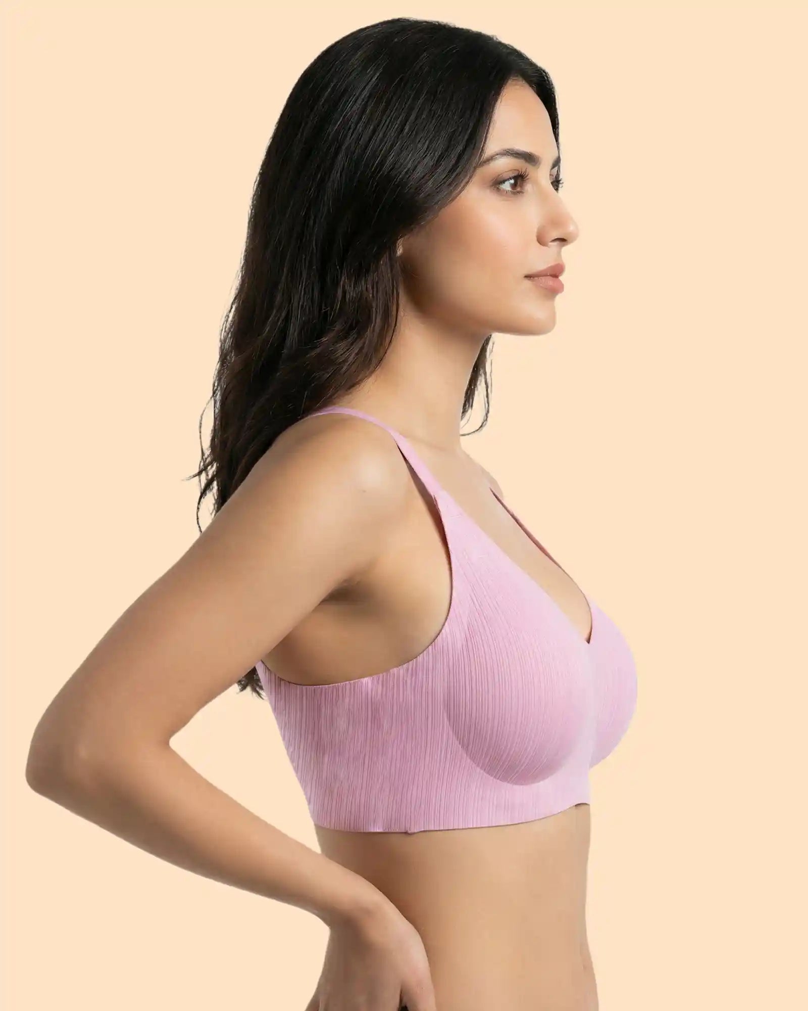Intimist Ribbed Polyamide Padded Bonded Bra  (998)(Pink)