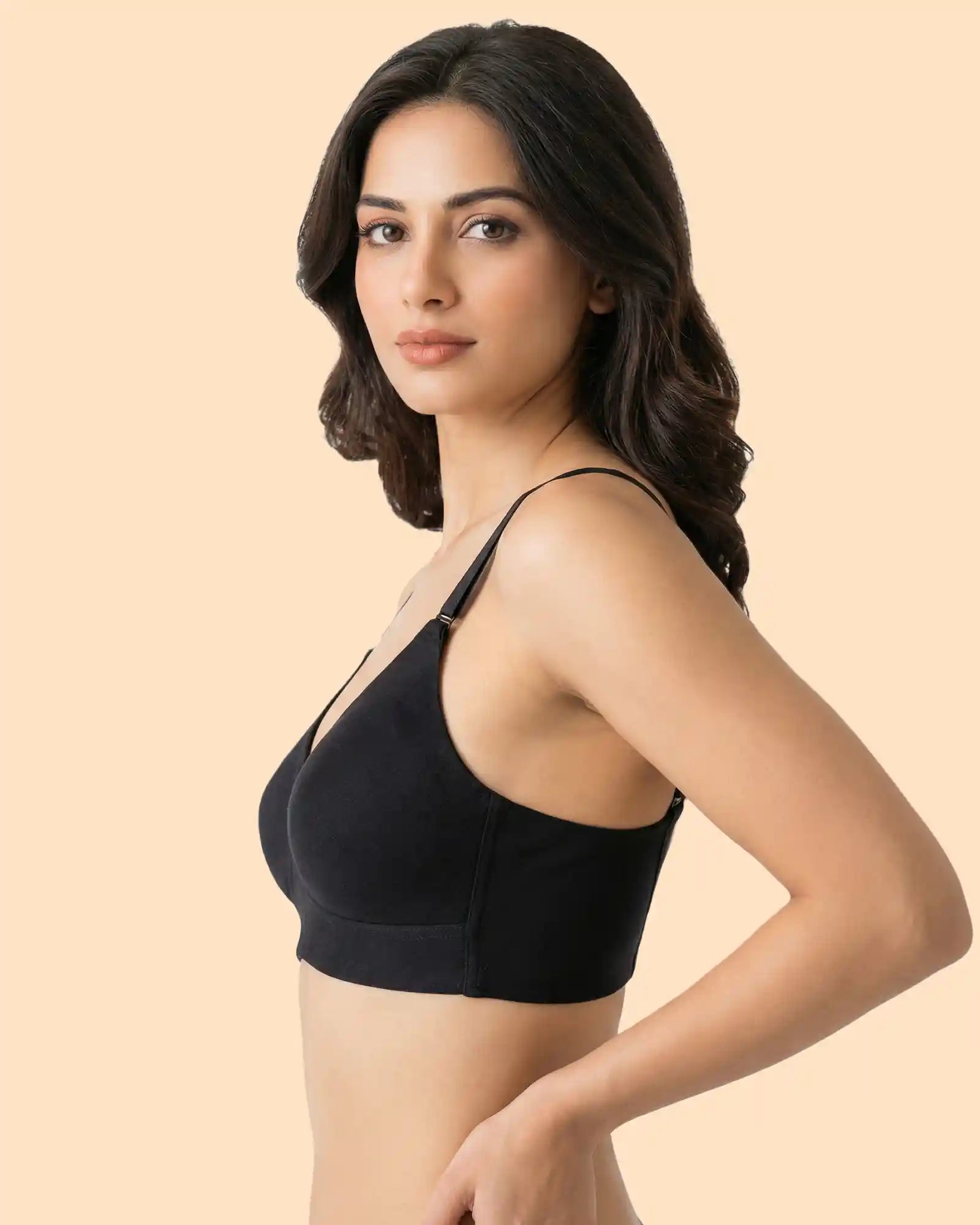 Intimist Cotton Non-Padded Everyday Plus-Size Bonded Bra (CT-94001-Black)