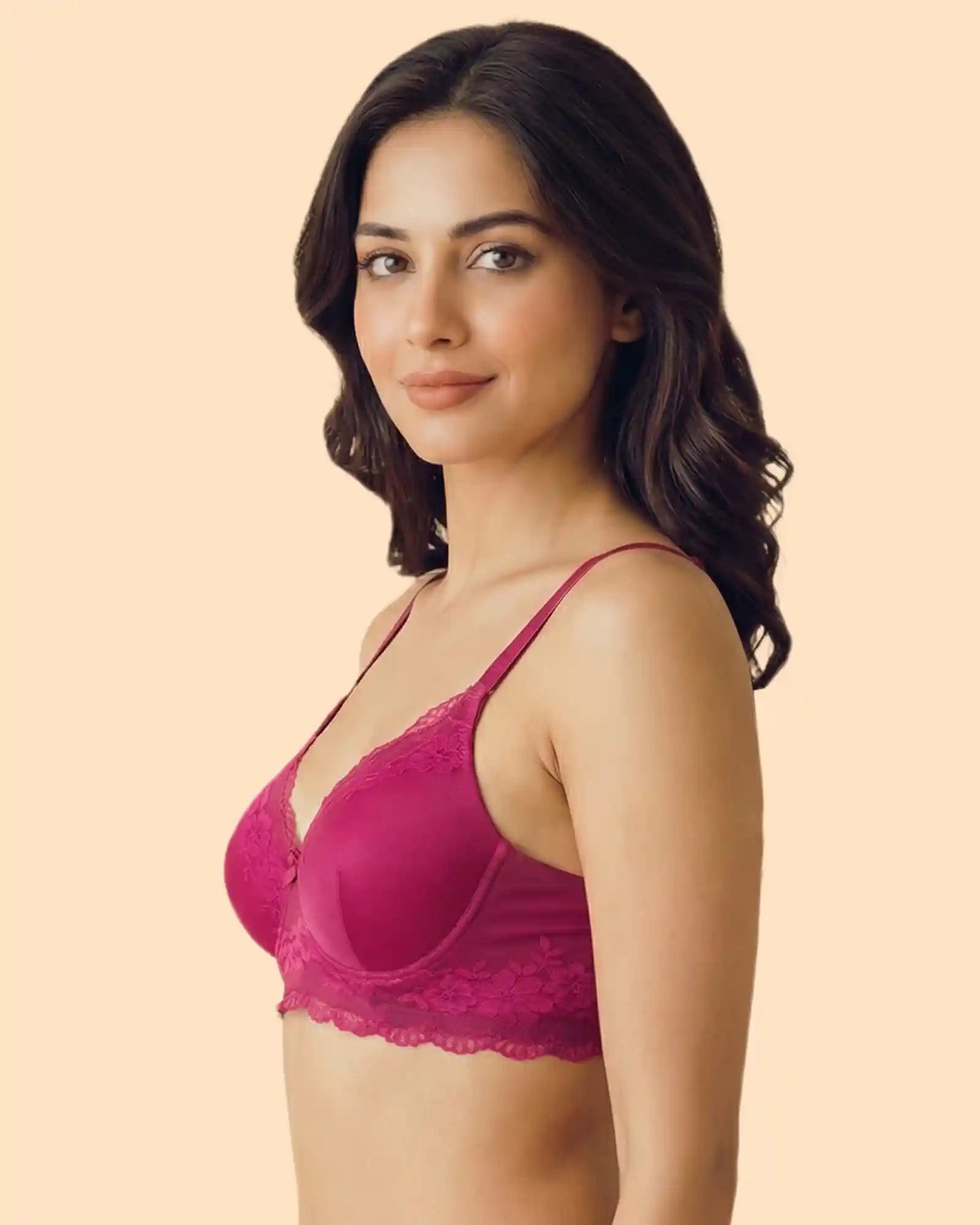 Intimist Cotton Padded Bonded Lace Bra (5802)