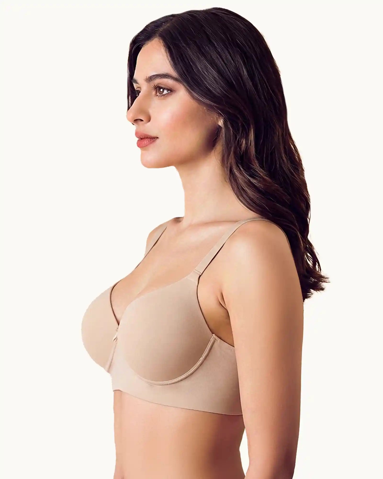 Intimist Cotton Non-wired Push-Up Bonded Bra (Level-3 Padding) with 3/4th Coverage (93510) (Skin)