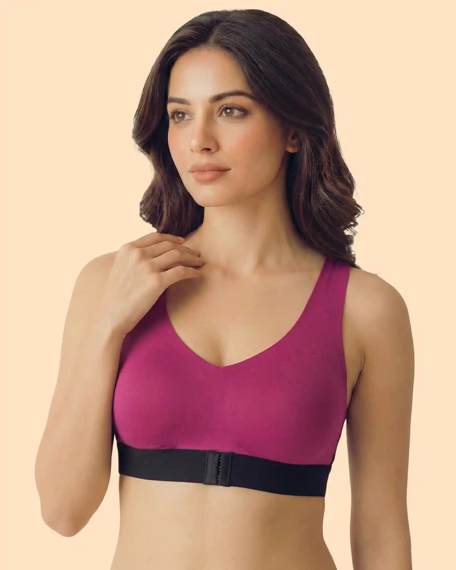 Intimist Bonded Gym Bra with Crisscross Back | Padded | Breathable Cotton (9977-WIN+BLK)