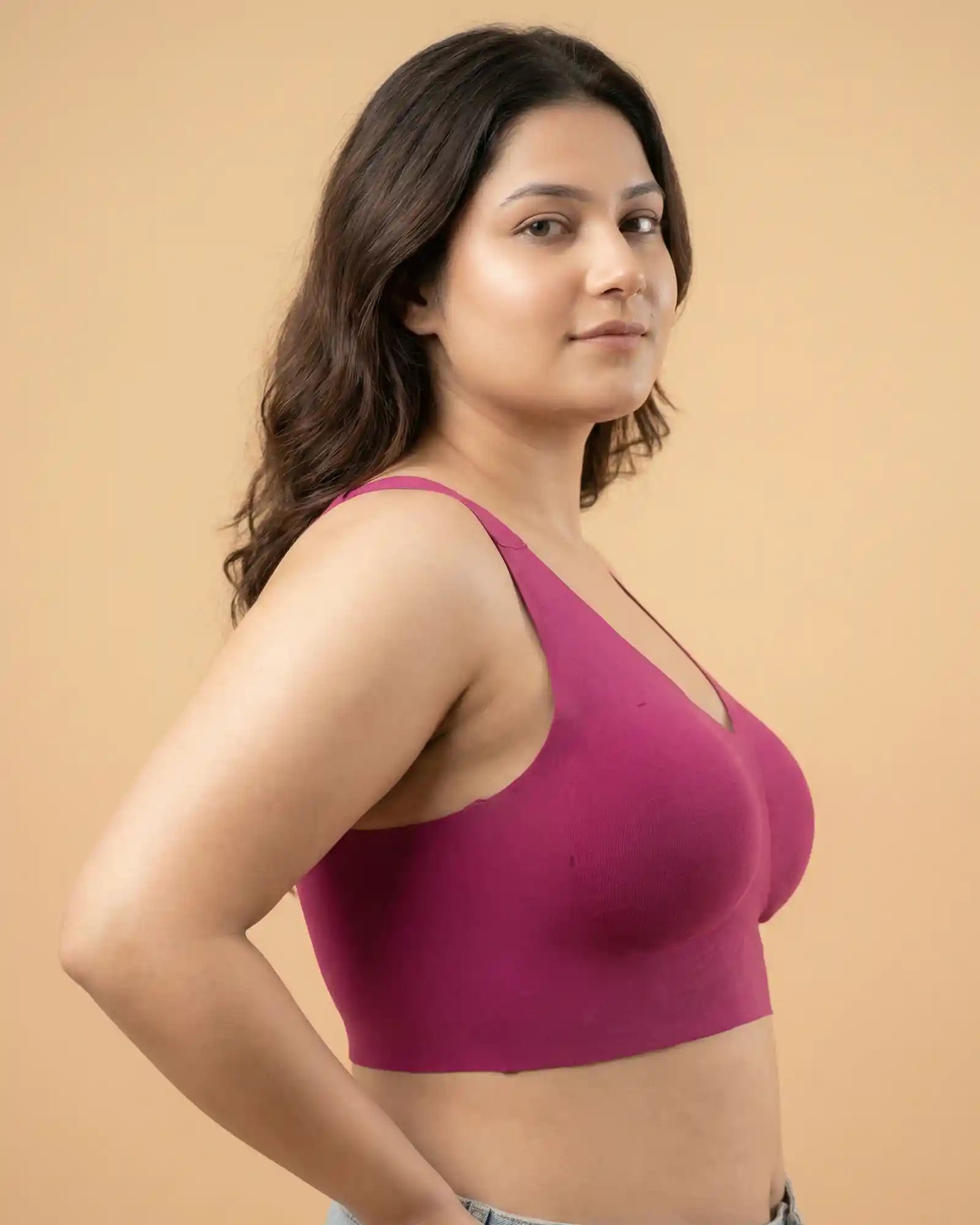 Intimist Cotton Padded Full Coverage Plus-Size Bonded Bra (918-Wine)