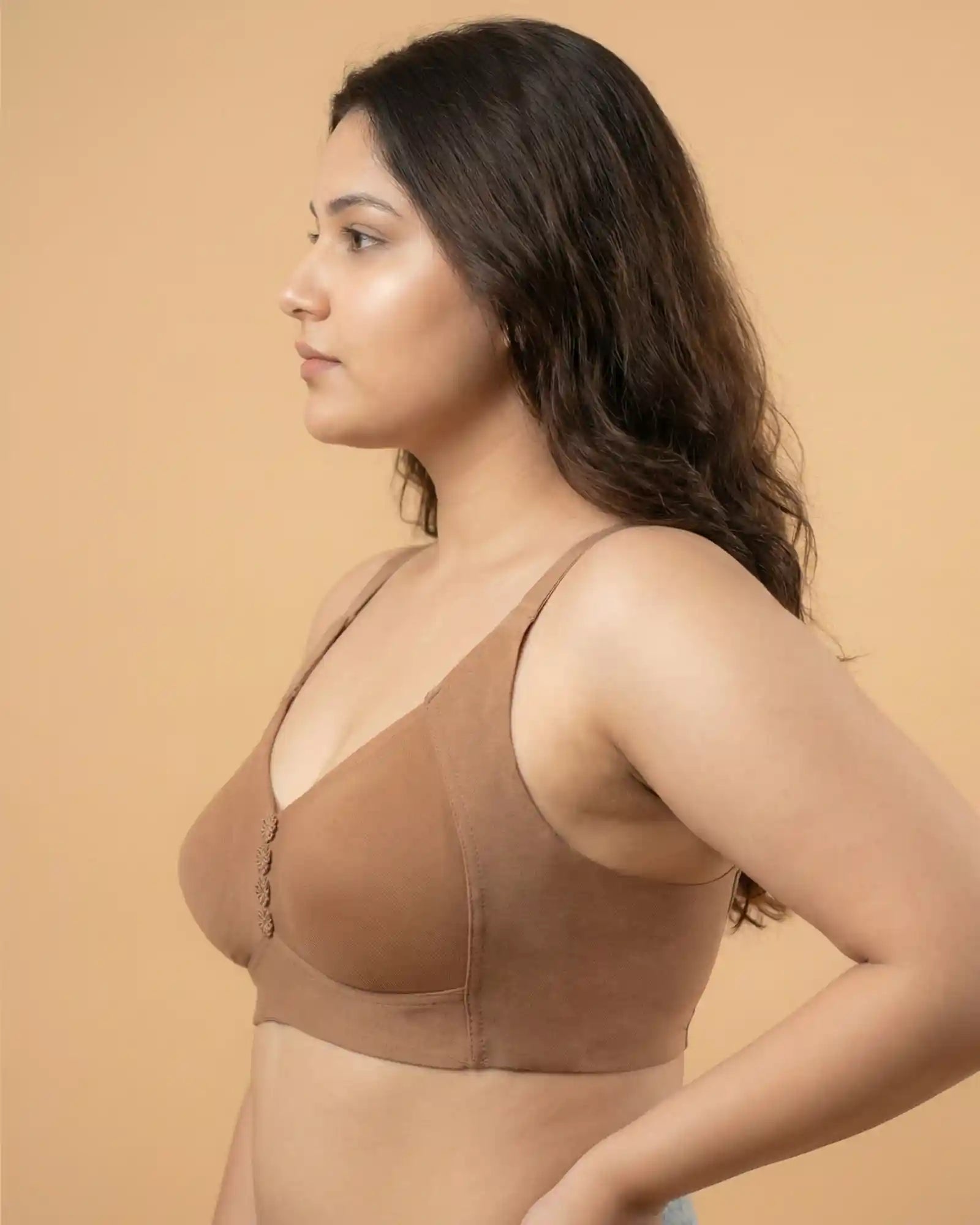 Intimist Cotton Non-Padded Plus-Size Minimiser M-Frame Bonded Bra (9303)(Fawn)