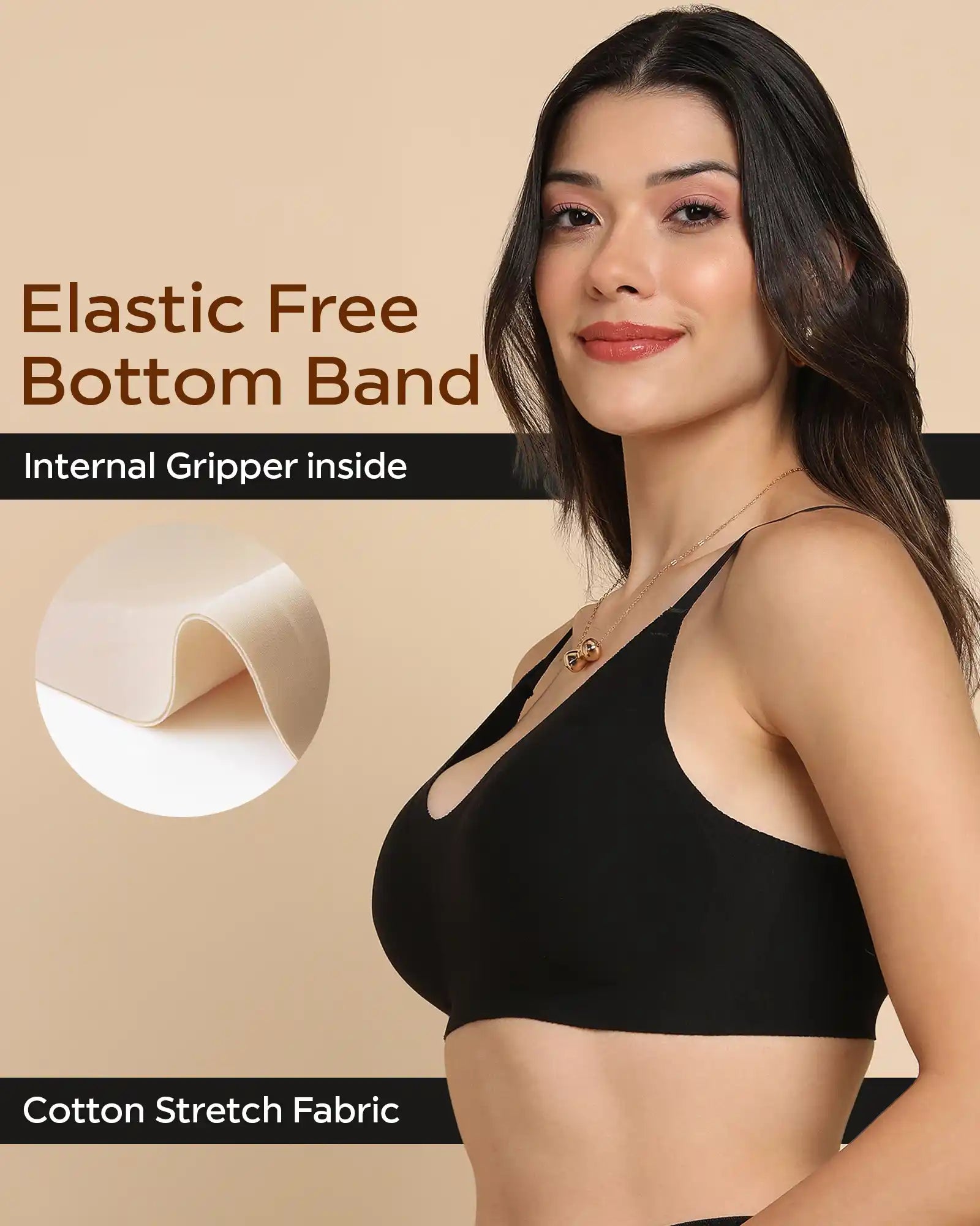 Intimist Bonded Breathable Cotton Padded Full-Coverage Bra (938-Black)