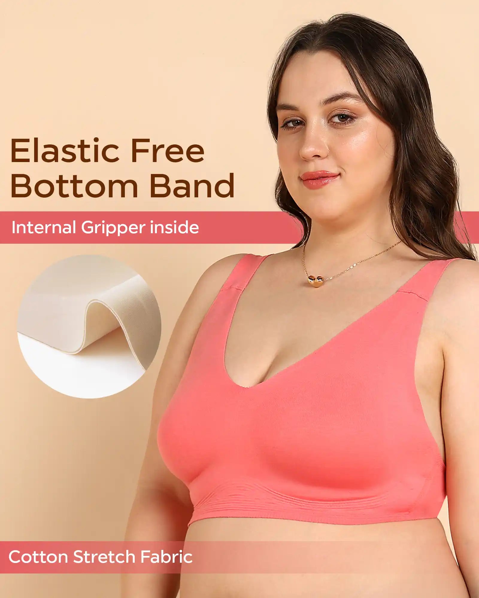 Intimist Bonded Breathable Cotton Plus-Size Full-Coverage Bra with Hidden Concealer (915-Coral)