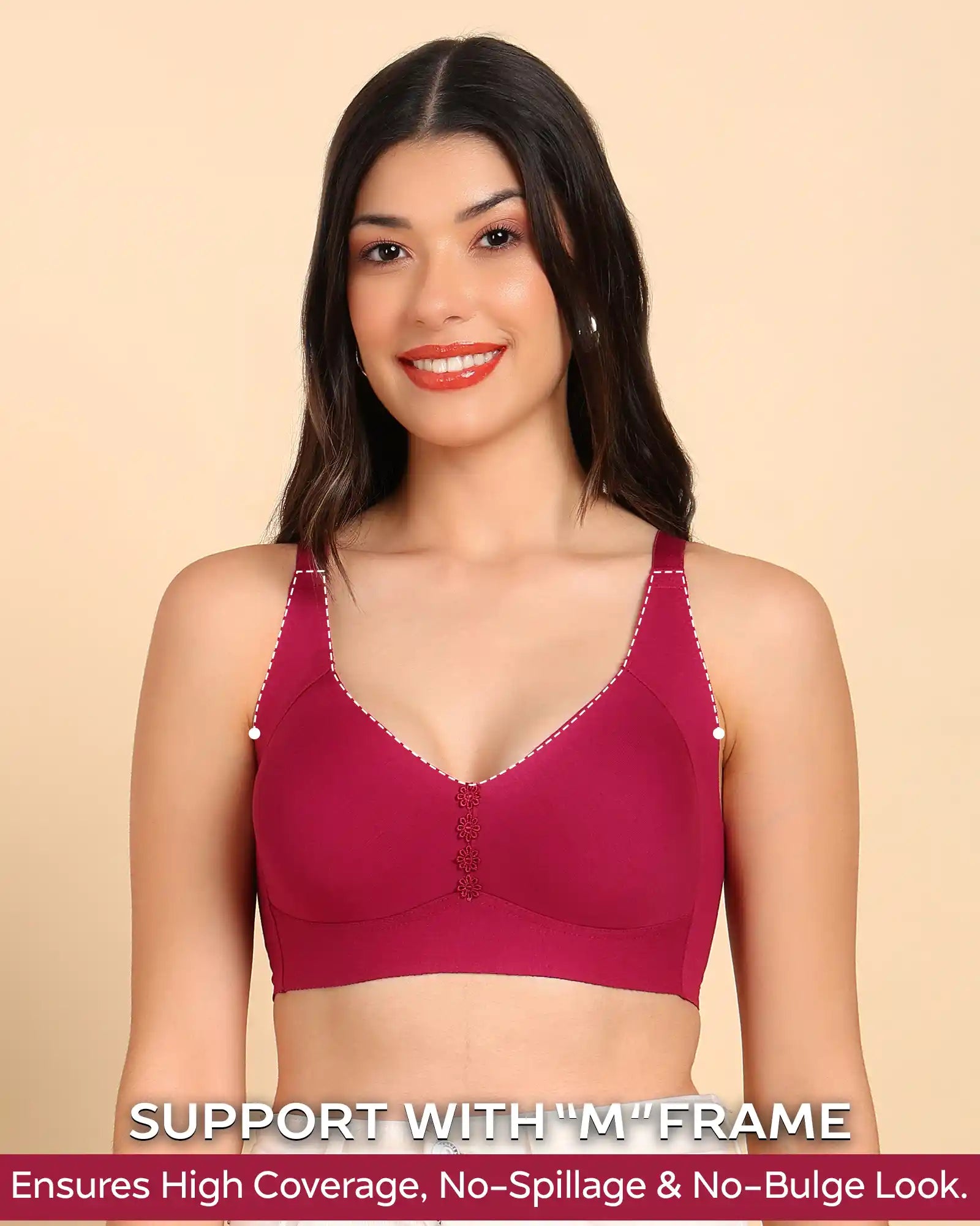 Intimist Bonded Breathable Cotton Plus-Size Non-Padded M-Frame Minimiser with Hidden Concealer (9303)
