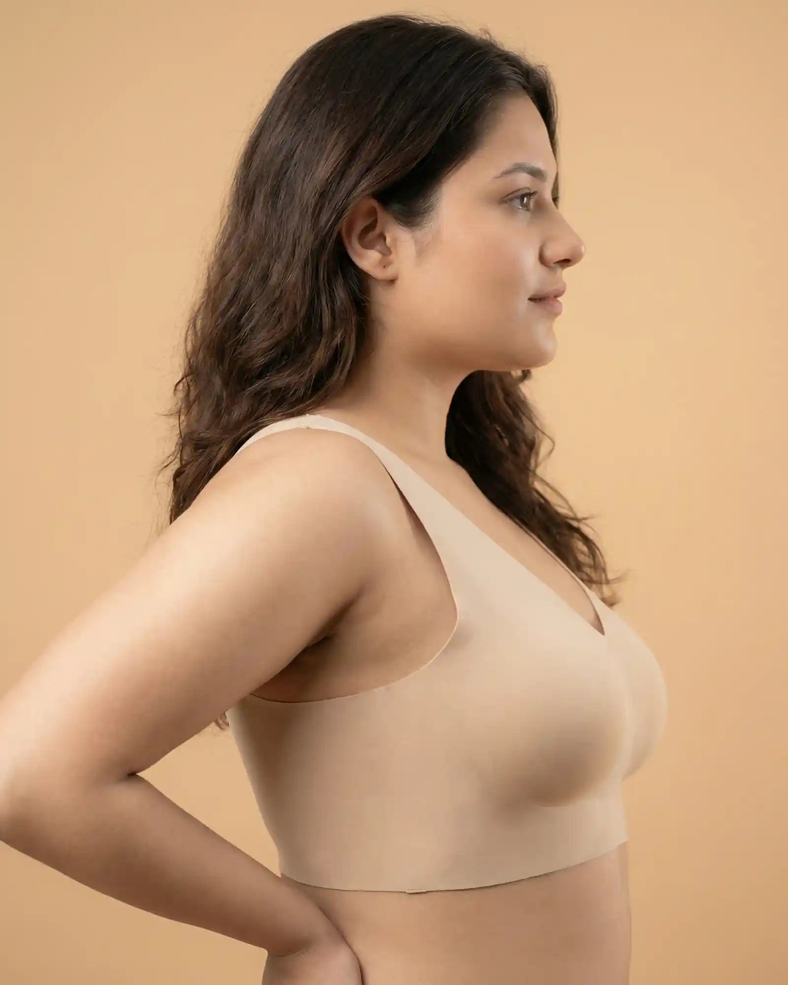 Intimist Cotton Non-Padded Plus-Size Bonded Bra with Hidden Concealer (915-Skin)
