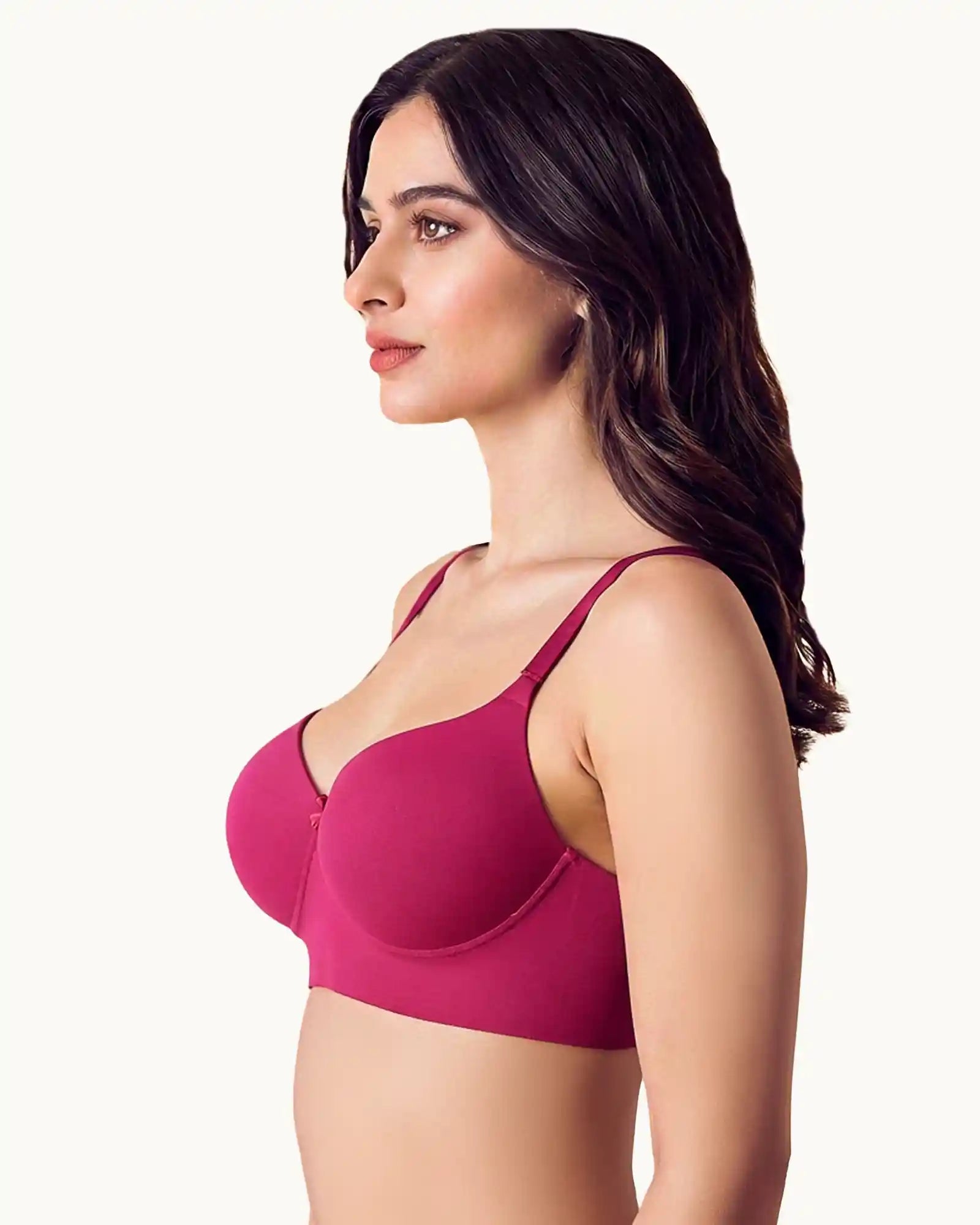 Intimist Cotton Non-wired Push-Up Bonded Bra (Level-3 Padding) with 3/4th Coverage (93510)(Wine)