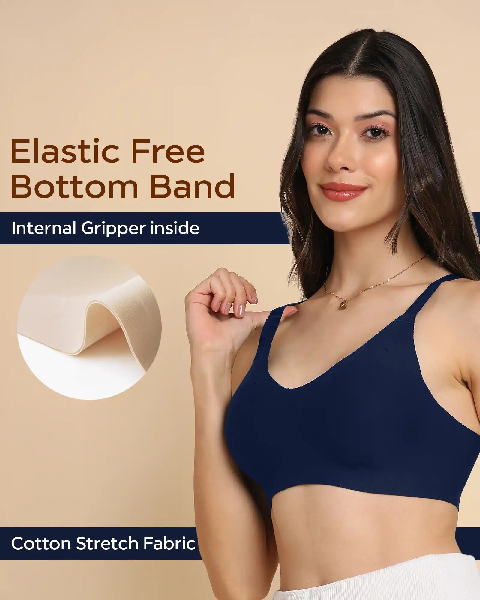 Intimist Bonded Breathable Cotton Padded Full-Coverage Bra (938-Navy)