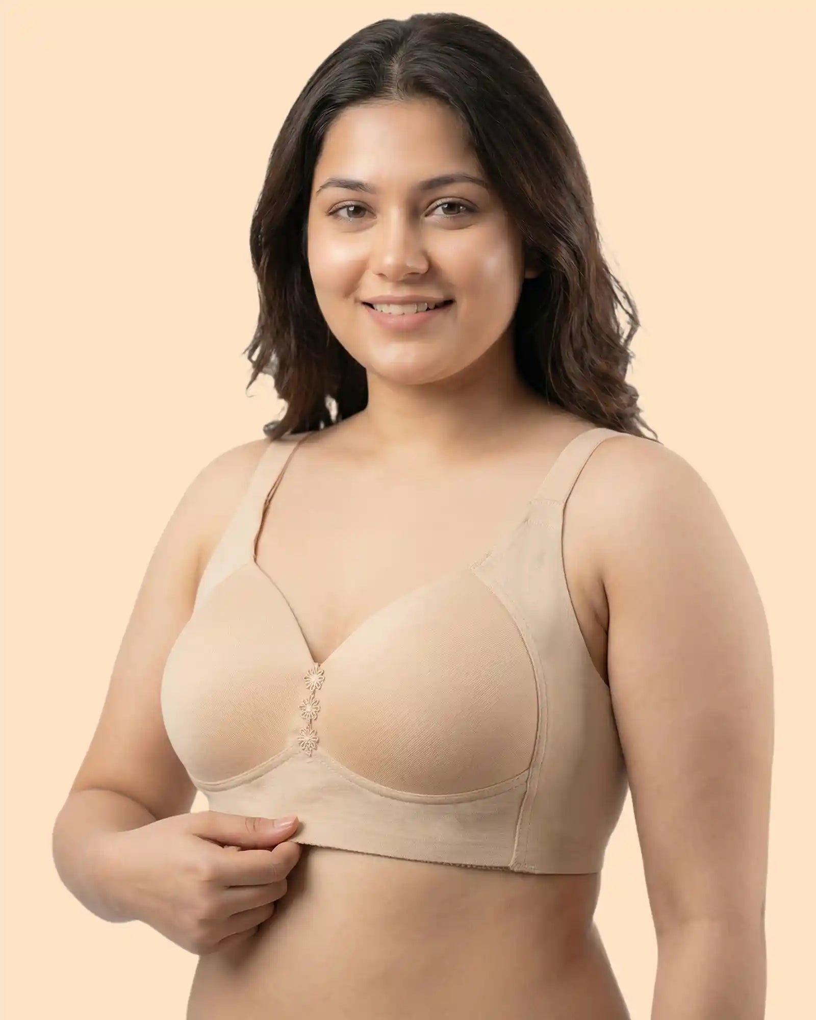 Intimist Cotton Padded Plus-Size M-Frame Minimiser Bonded Bra (9203)(Skin)