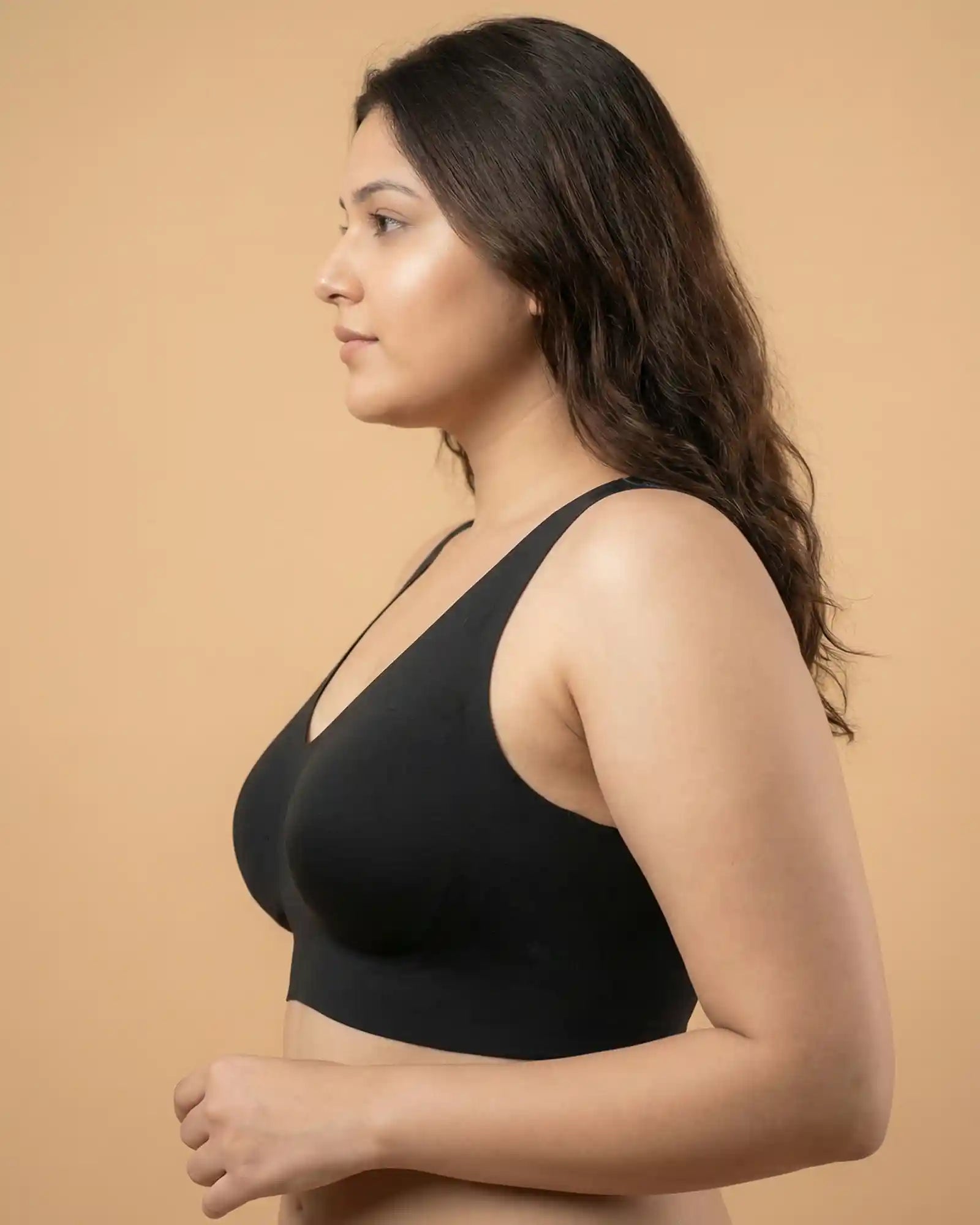 Intimist Cotton Padded Full Coverage Plus-Size Bonded Bra (918-Black)