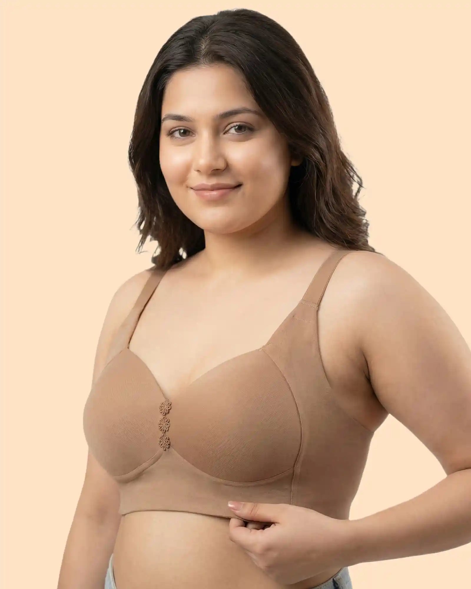 Intimist Cotton Padded Plus-Size M-Frame Minimiser Bonded Bra (9203)(Fawn)