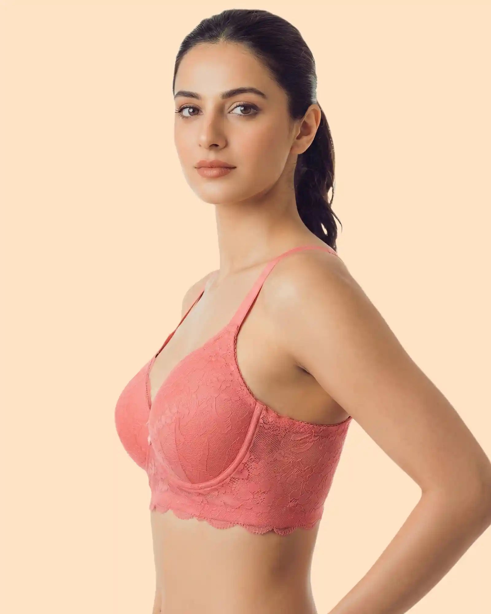Intimist Cotton Padded Bonded Lace Bra (5803)