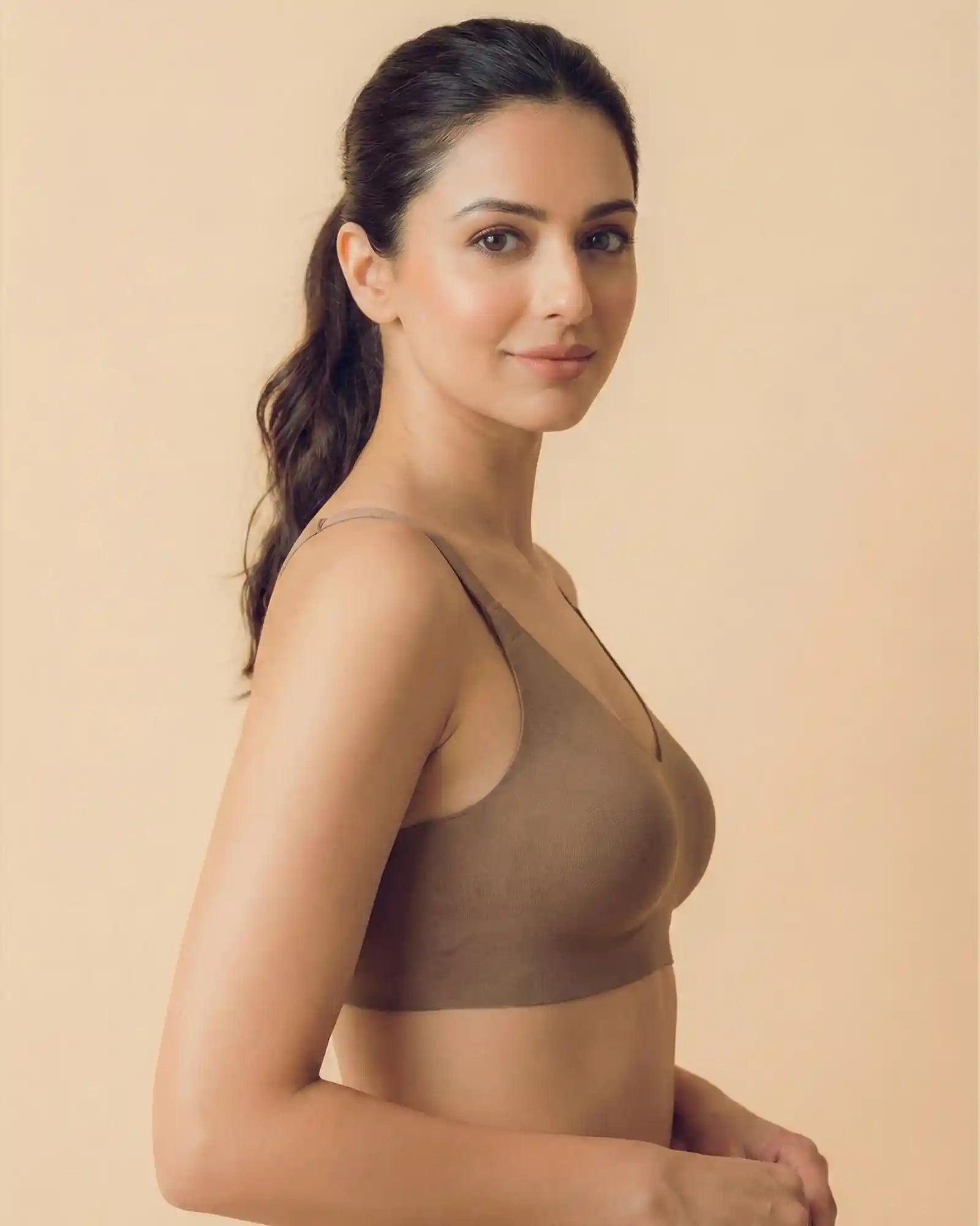 Intimist Cotton Non-Padded Full Coverage Bonded Bra (935-Fawn)
