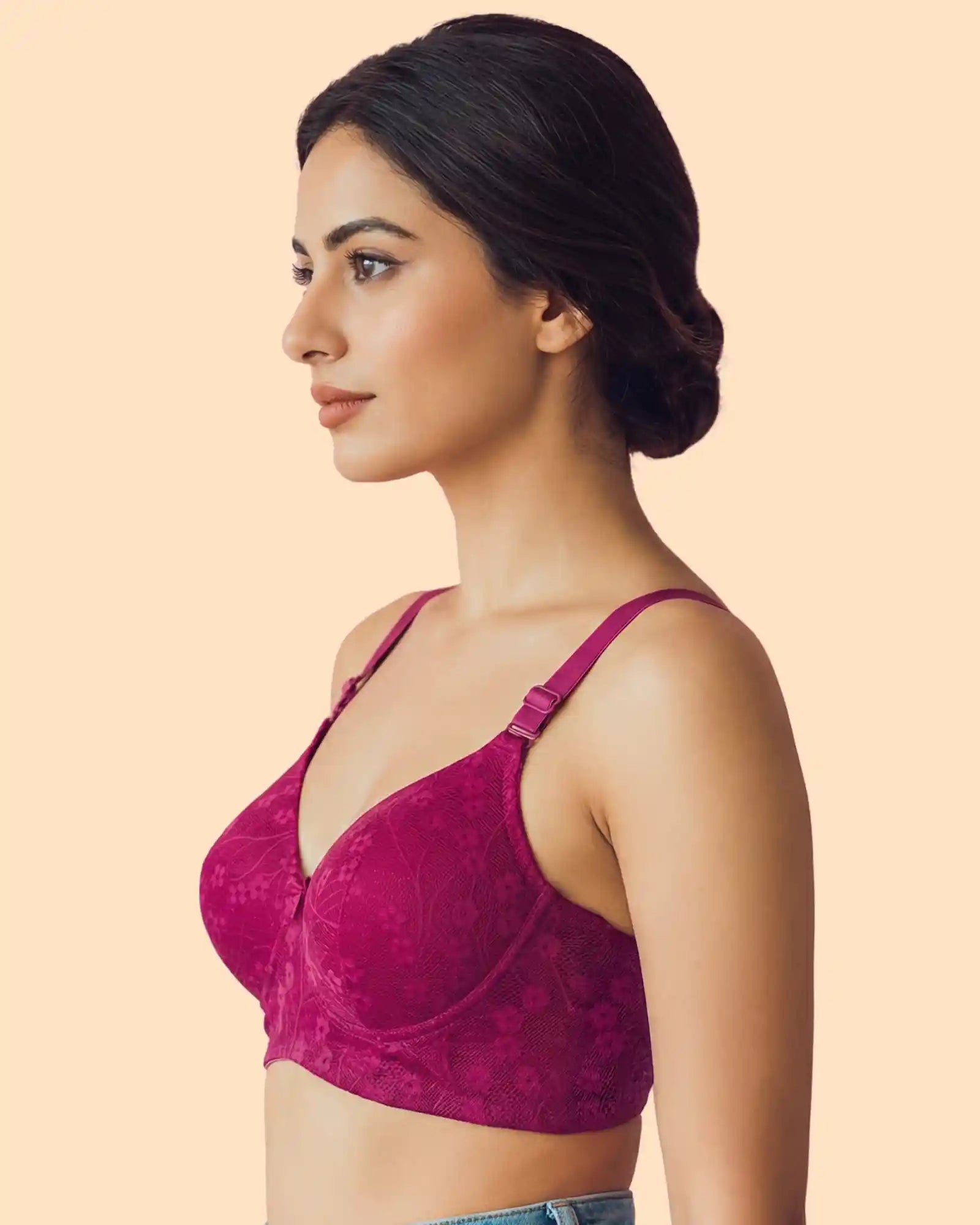 Intimist Cotton Padded Bonded Lace Bra  (58011)