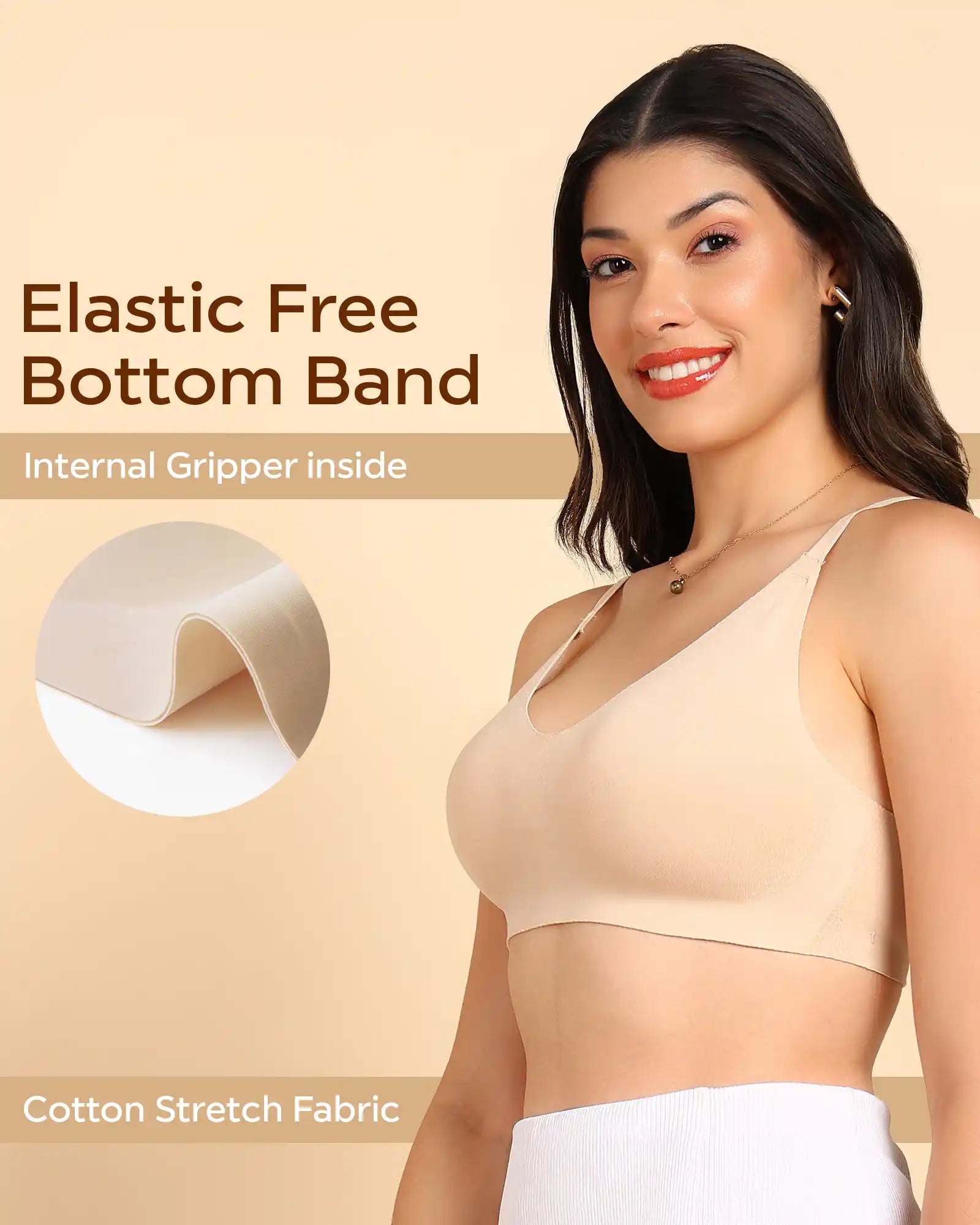 Intimist Bonded Breathable Cotton Non-Padded Full-Coverage Bra with Hidden Concealer (935-Skin)