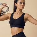 Intimist Bonded Gym Bra with Crisscross Back | Padded | Breathable Cotton (997)(Black)
