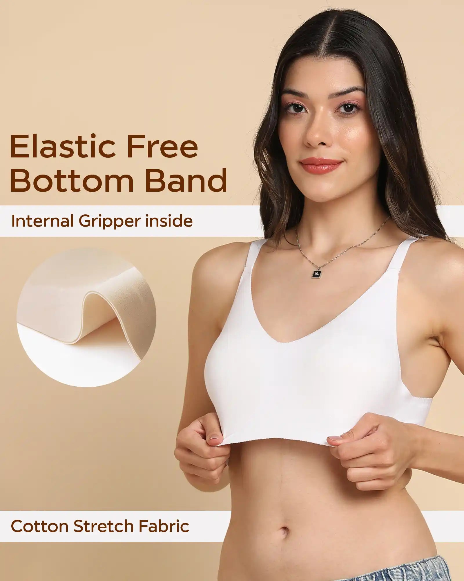 Intimist Bonded Breathable Cotton Non-Padded Full-Coverage Bra with Hidden Concealer (935-White)