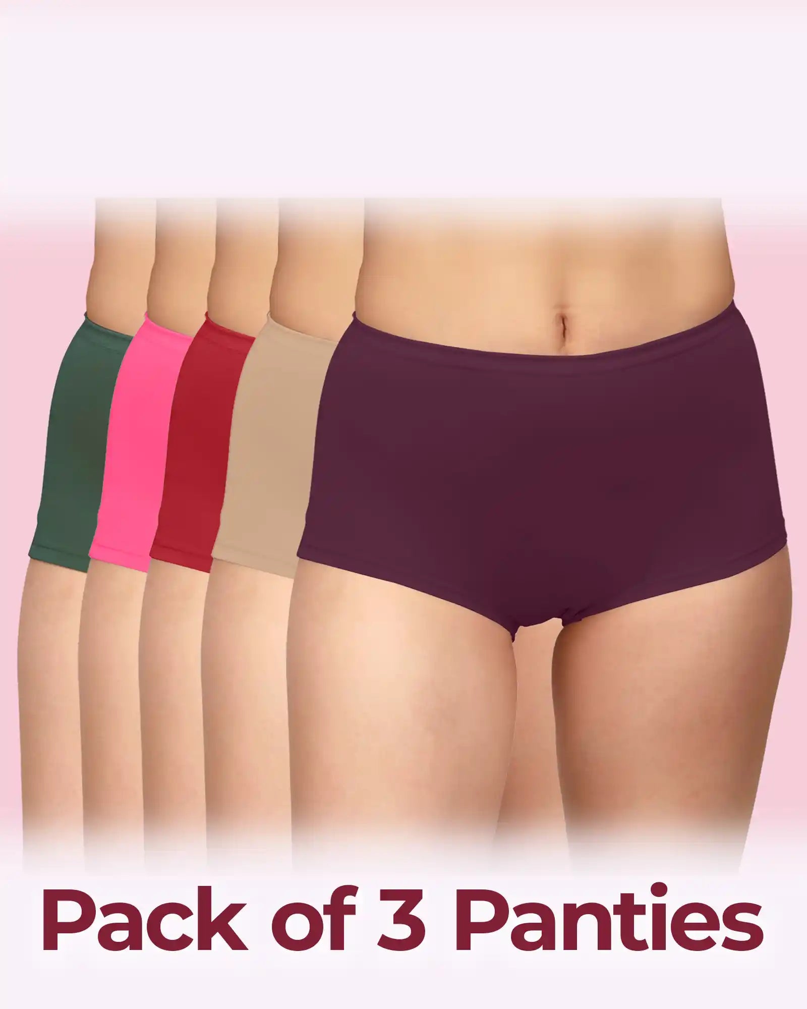 Intimist High-Rise Cotton Stretch Boyshorts Full Coverage, Seamless Comfort Everyday Essentials (Pack of 3)
