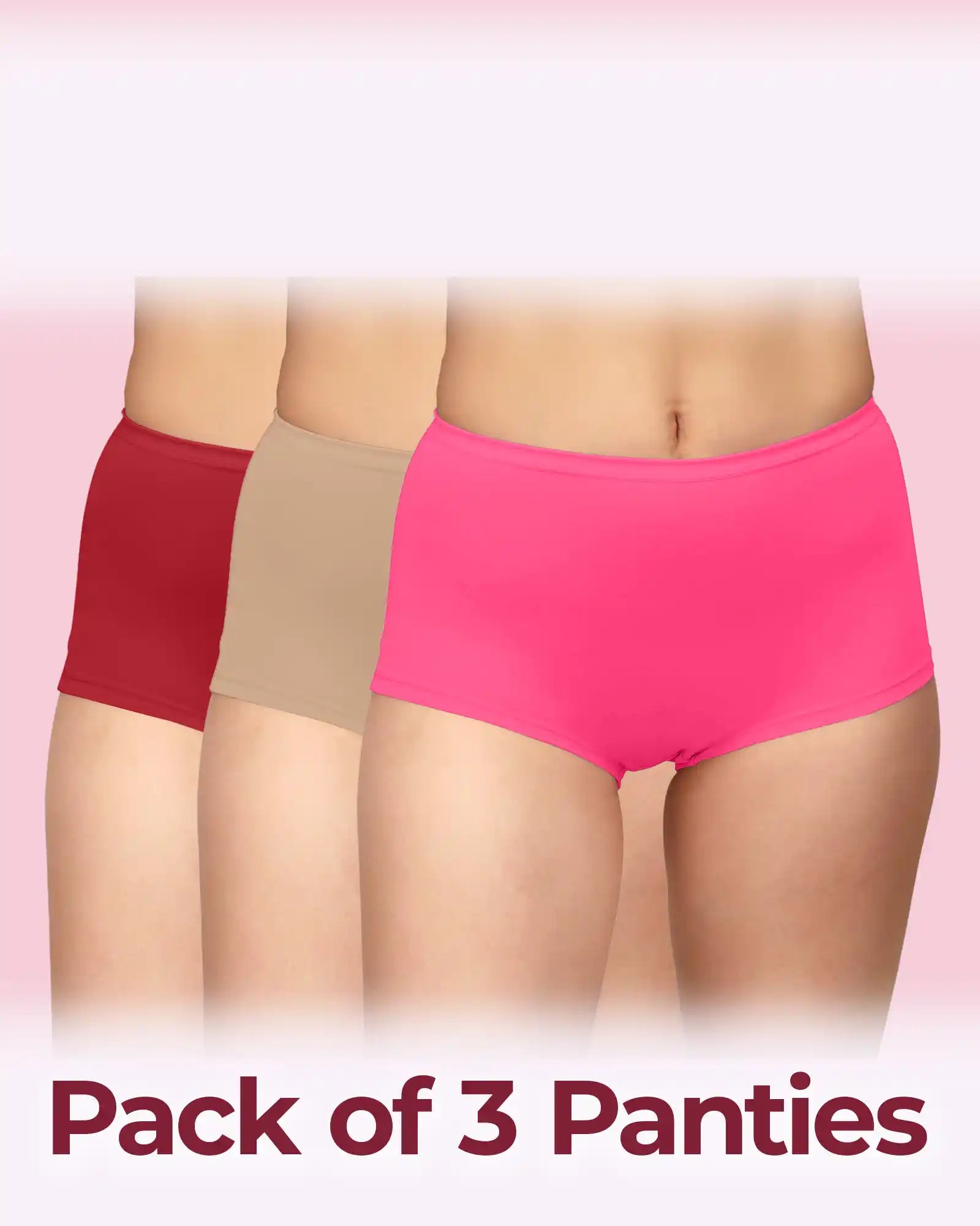 Intimist High-Rise Cotton Stretch Boyshorts Full Coverage, Seamless Comfort Everyday Essentials (Pack Of 3)