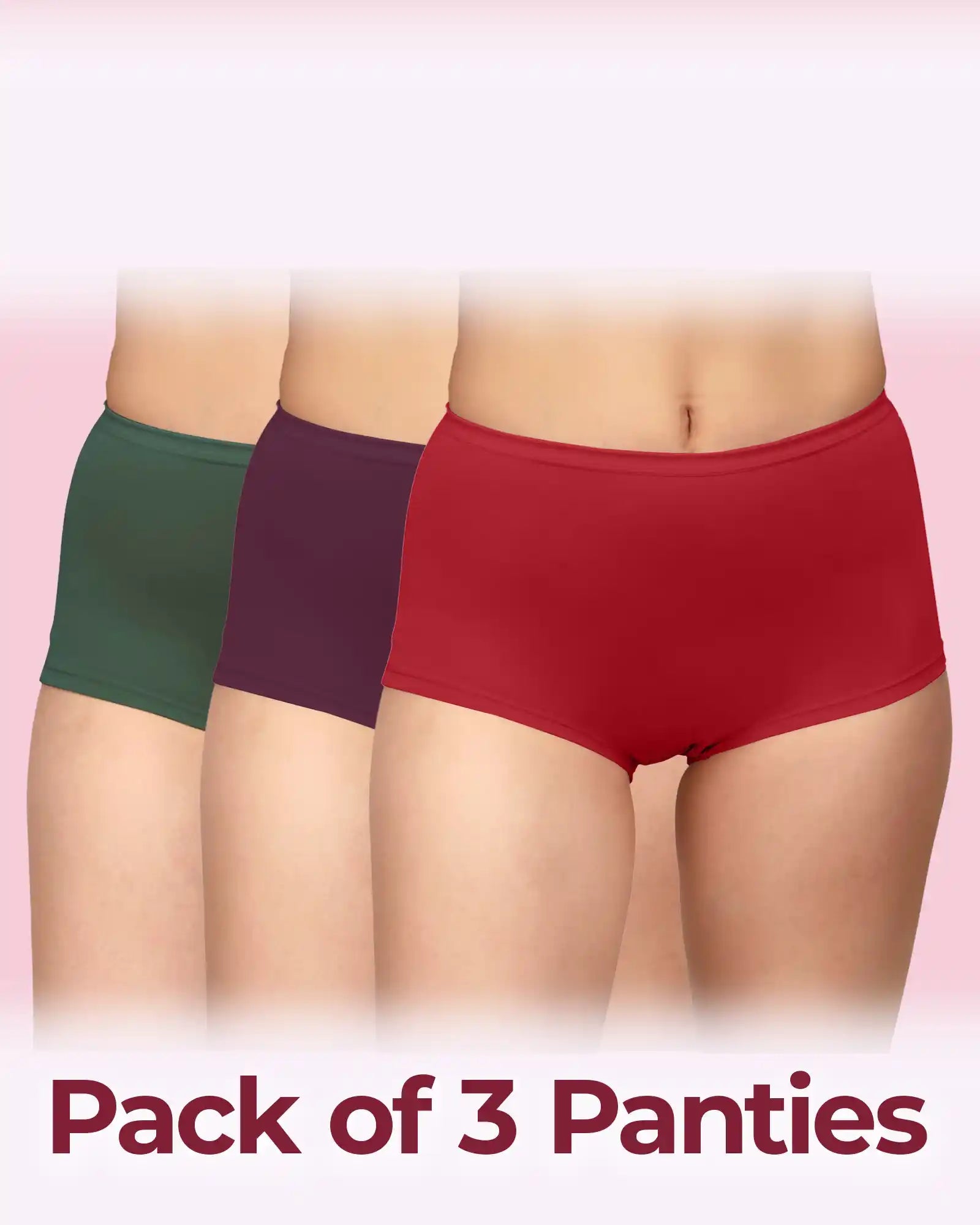 Intimist High-Rise Cotton Stretch Boyshorts Full Coverage, Seamless Comfort Everyday Essentials (Pack Of 3))